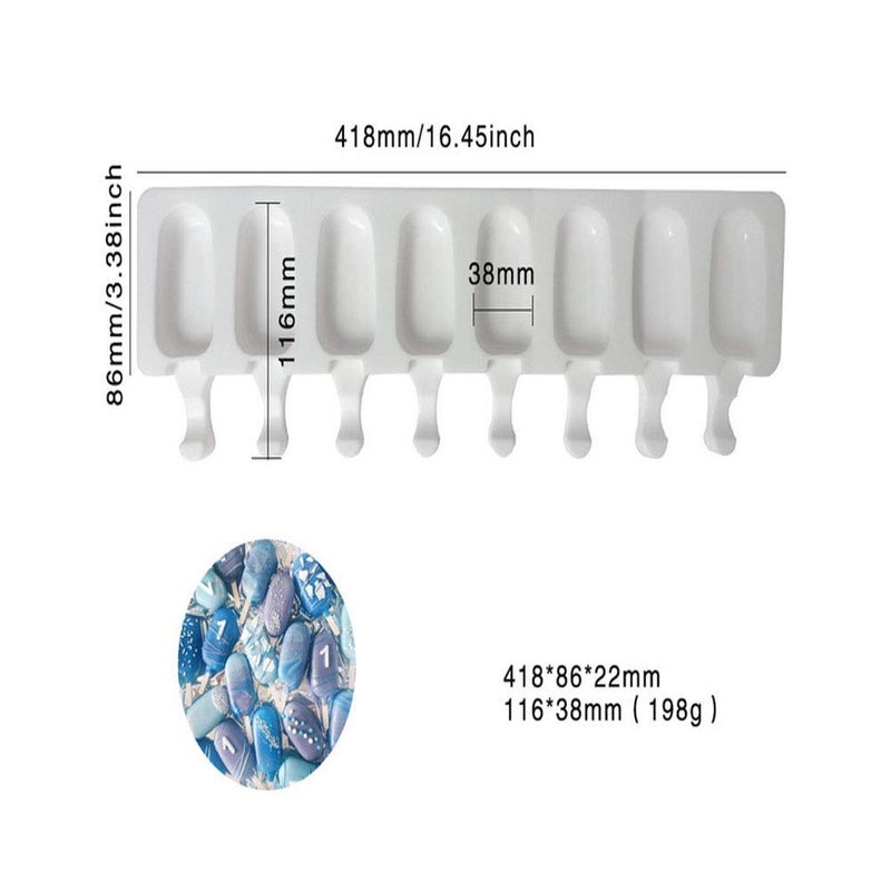 JL Mini Ice-Cream Silicone Bar Mould Maker Frozen Dessert Chocolate Cake Popsicle Tray with Lollipop Sticks - Image 3