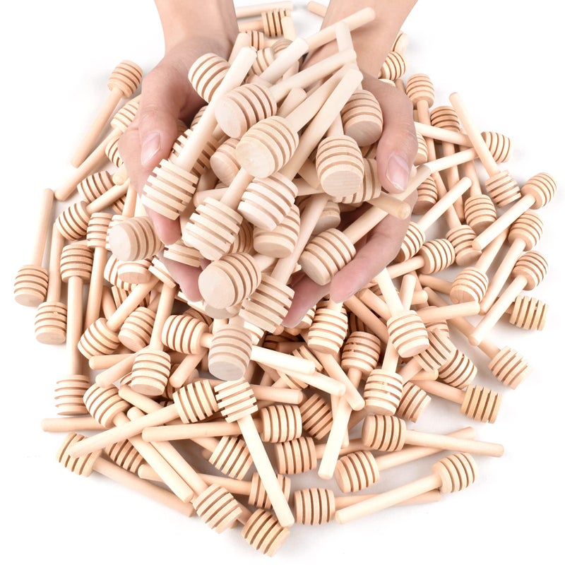 JIABEIUS 200 Pcs Mini Honey Sticks Wooden Dipper for Honey Jar as Wedding Party Favors Wooden Gifts 3in