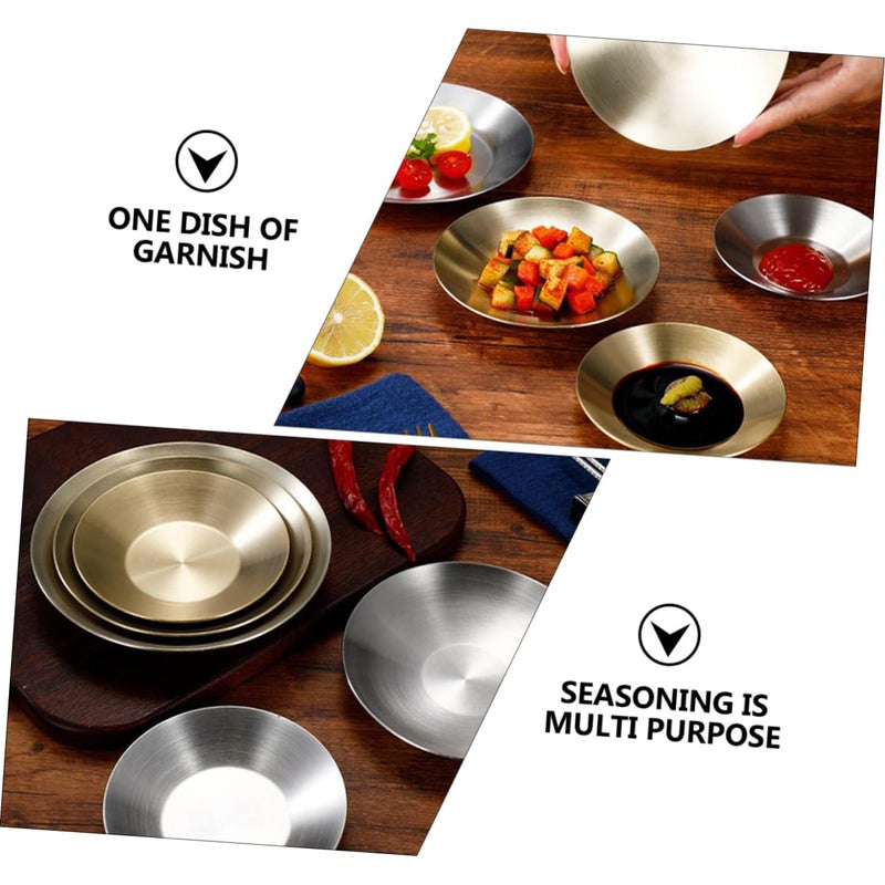 Stainless Steel Sauce Dipping Bowls Set Of 2 Rustproof Appetizer Serving Plates Silver - Image 5