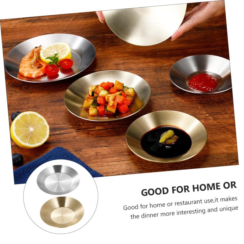 Stainless Steel Sauce Dipping Bowls Set Of 2 Rustproof Appetizer Serving Plates Silver - Image 4