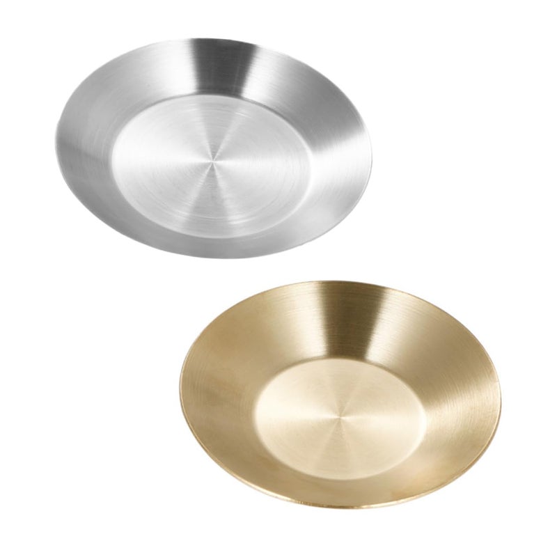 Stainless Steel Sauce Dipping Bowls Set Of 2 Rustproof Appetizer Serving Plates Silver - Image 2