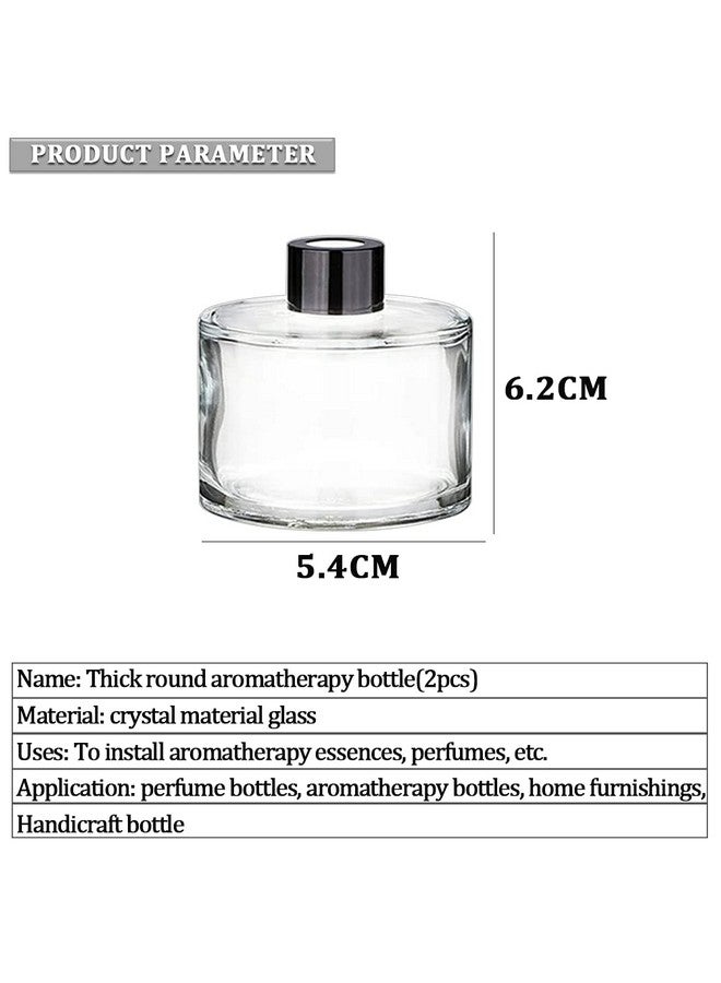 XINGZI Set of 2 Glass Essential Oils Diffuser Bottles Fragrance Bottle Jars Containers for DIY Replacement Reed Diffuser Sticks Sets Essential Oils Crafts Decor (50ML Black Cap)  - Image 3