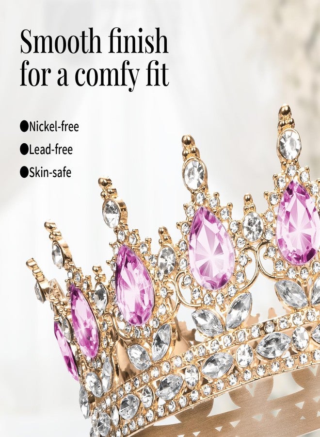 Onedor Pink Queen Crown for Women Crystal Rhinestone Wedding Tiara Princess Crown Cake Topper Large Rose Gold Corona para Pastel de Mujer for Birthday, Prom, Pageant, or Bridal Hair Accessories - Image 3