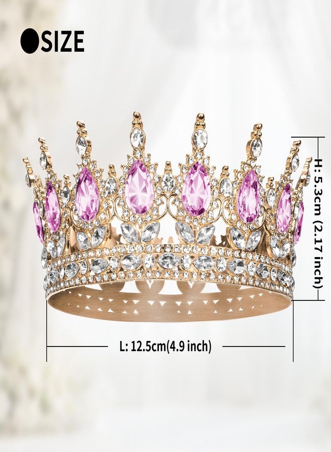 Onedor Pink Queen Crown for Women Crystal Rhinestone Wedding Tiara Princess Crown Cake Topper Large Rose Gold Corona para Pastel de Mujer for Birthday, Prom, Pageant, or Bridal Hair Accessories - Image 2