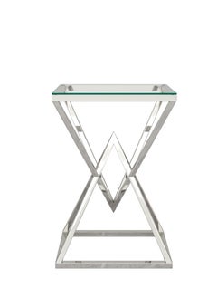 RIGID Stainless Steel Console Table with Glass Top  76x50x40cm  - Image 5