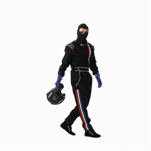 Geek Home One-piece Race Gear Racing Suit Karting/Race/Rally Go Kart Racing Suit Auto Racing Fire Suit SFI 3.2A/1(Black Blue,L) - Image 2