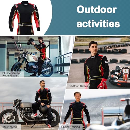 Geek Home One-piece Race Gear Racing Suit Karting/Race/Rally Go Kart Racing Suit Auto Racing Fire Suit SFI 3.2A/1(Black Blue,L) - Image 5