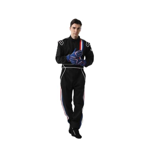 Geek Home One-piece Race Gear Racing Suit Karting/Race/Rally Go Kart Racing Suit Auto Racing Fire Suit SFI 3.2A/1(Black Blue,L) - Image 1