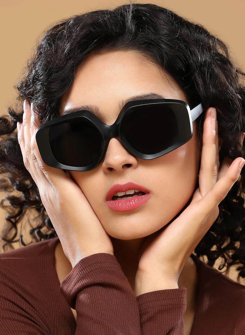 Haute Sauce Polarized Full Rim Rectangle Sunglasses For Women