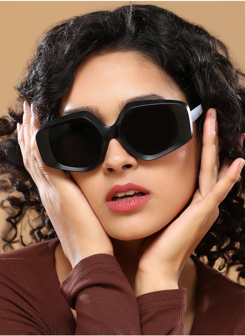 Haute Sauce Polarized Full Rim Rectangle Sunglasses For Women  - Image 3