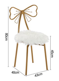 LINGWEI Metal Vanity Chair Fur Cushioned Padded Seat Makeup Dressing Stool Bench with Butterfly Backrest Child Dining Chair Furniture Bedroom Makeup Stool  - Image 5