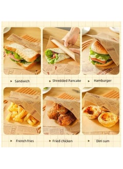 RTYY 50pcs 7x7inch Hamburger Bags,Sandwich Bags,Brown Disposable Lunch Paper Bags，French Fry Bags Oil-proof Triangle Paper Bag,For Paper Lunch Bags Take Out Bags and Home Use (Brown, 18x18CM)  - Image 4