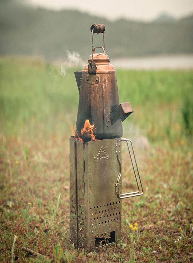 CAMPINGMOON Stainless Steel Firewood Furnace Mini Wood Charcoal Furnaces BBQ Folding Bracket Cooking Barbecue Rack for Camping Hiking Mountaineering - Image 2