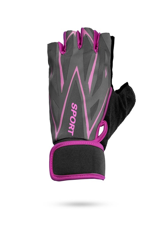 BADOWL Gym Gloves for Men & Women with Wrist Support | Gloves for Professional Weightlifting, Exercise, Training, Cycling, Bike Sports Gloves (Pink - M) - Image 3