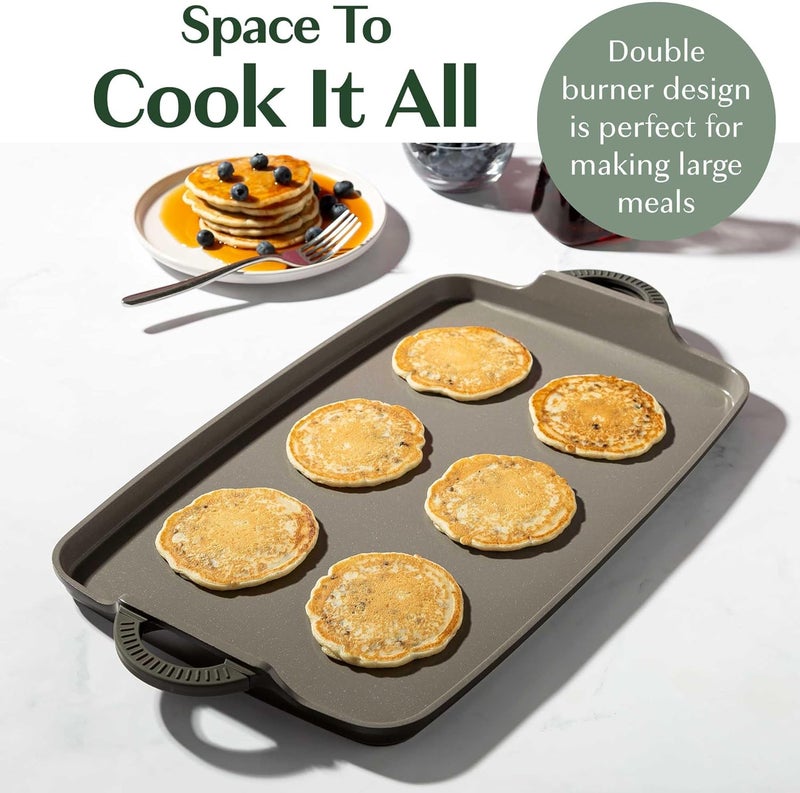 Goodful AllinOne Double Burner Griddle Ceramic Nonstick Durable Cast Aluminum Oven Safe and Dishwasher Safe Made without PFAS PFOA PFOS  PTFE 18Inch x 11Inch Graphite - Image 3