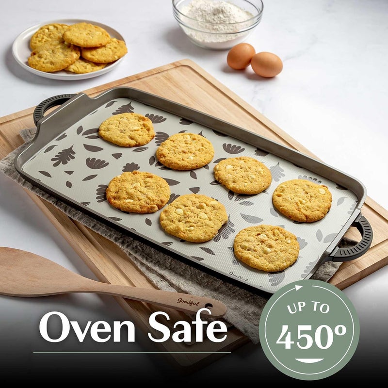 Goodful AllinOne Double Burner Griddle Ceramic Nonstick Durable Cast Aluminum Oven Safe and Dishwasher Safe Made without PFAS PFOA PFOS  PTFE 18Inch x 11Inch Graphite - Image 5