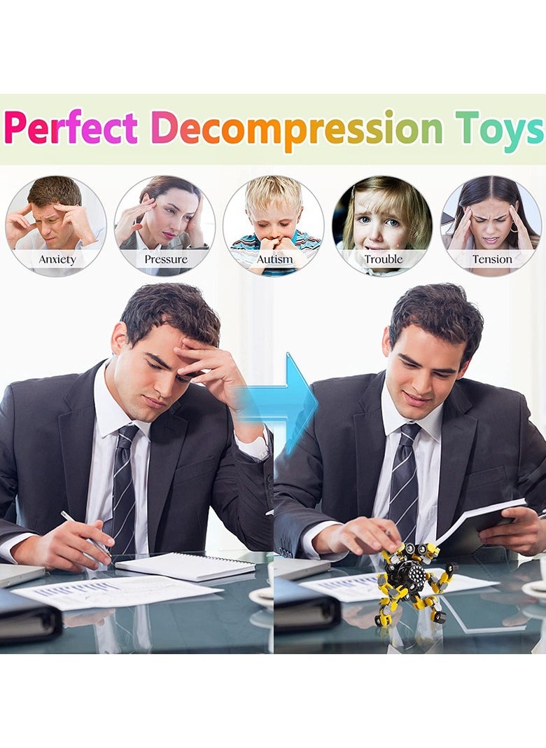 Generic - 4-piece set of fingertip mechanical gyroscope, multifunctional DIY decompression toy, serial deformation robot toy, deformation gyroscope children's toy, educational decompression - Image 1