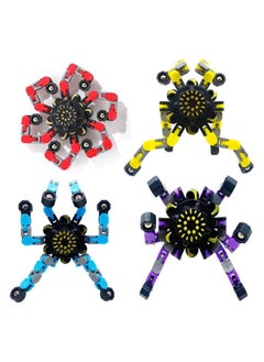 4-piece set of fingertip mechanical gyroscope, multifunctional DIY decompression toy, serial deformation robot toy, deformation gyroscope children's toy, educational decompression