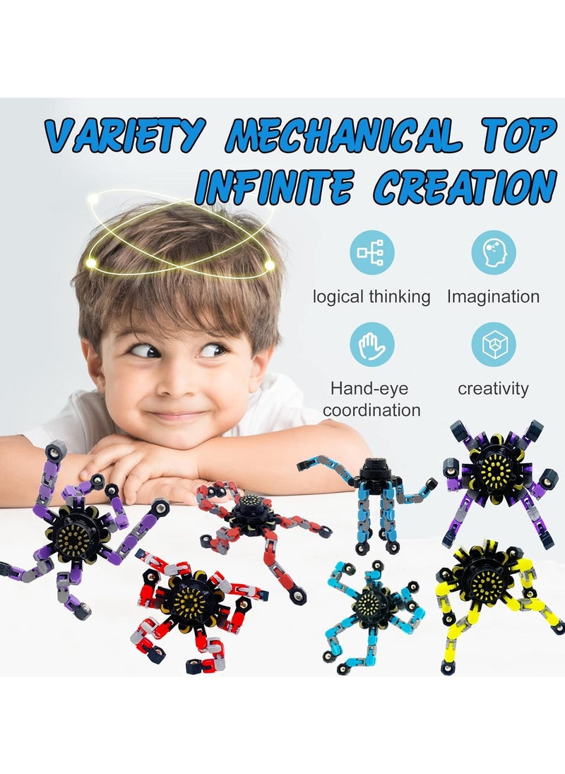 Generic - 4-piece set of fingertip mechanical gyroscope, multifunctional DIY decompression toy, serial deformation robot toy, deformation gyroscope children's toy, educational decompression - Image 1
