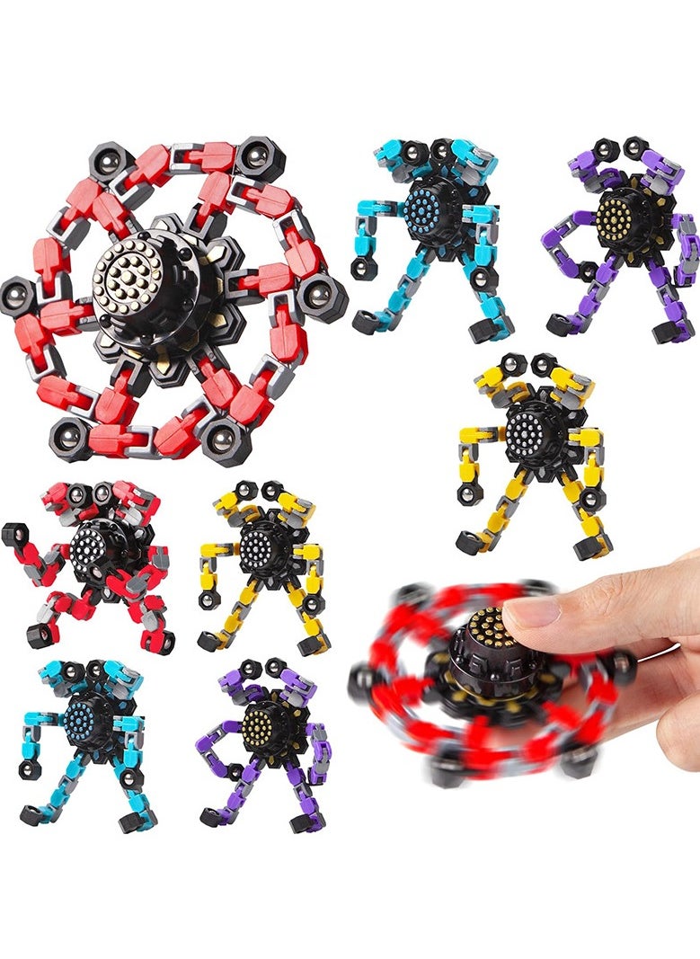 Generic - 4-piece set of fingertip mechanical gyroscope, multifunctional DIY decompression toy, serial deformation robot toy, deformation gyroscope children's toy, educational decompression - Image 1