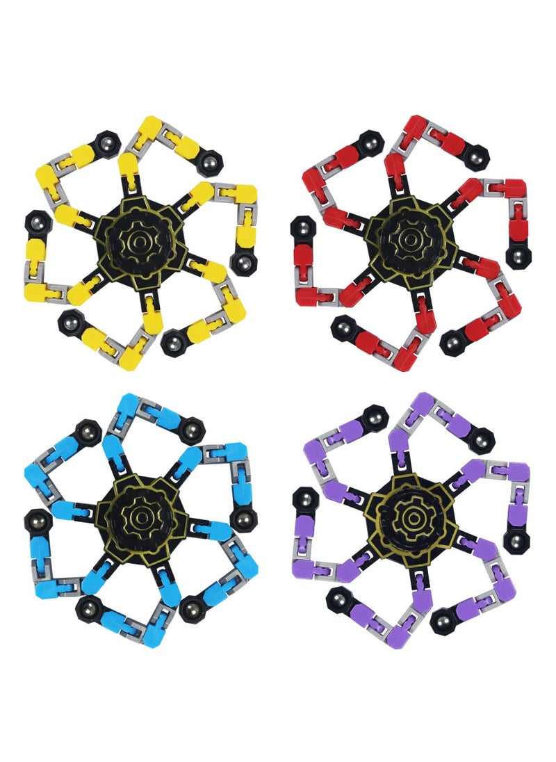 Generic - 4-piece set of fingertip mechanical gyroscope, multifunctional DIY decompression toy, serial deformation robot toy, deformation gyroscope children's toy, educational decompression - Image 1