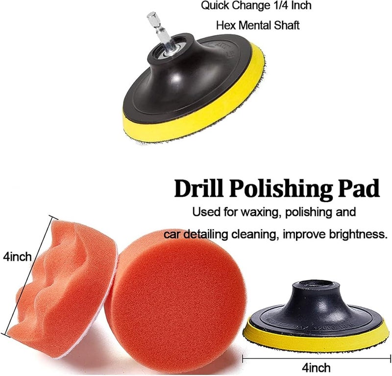 ANTNX 27 PCS Drill Brush Attachments Car Detailing Brush Kit for Auto Exterior and Interior Includes Scrub Pads Sponges Detailing Brushes Washing Mitt Air Vent Brush Cleaning Cloth Home Cleaning Set - Image 4