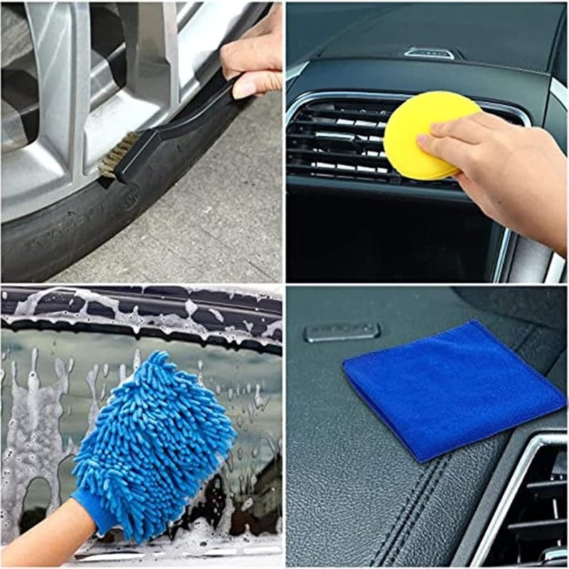 ANTNX 27 PCS Drill Brush Attachments Car Detailing Brush Kit for Auto Exterior and Interior Includes Scrub Pads Sponges Detailing Brushes Washing Mitt Air Vent Brush Cleaning Cloth Home Cleaning Set - Image 3