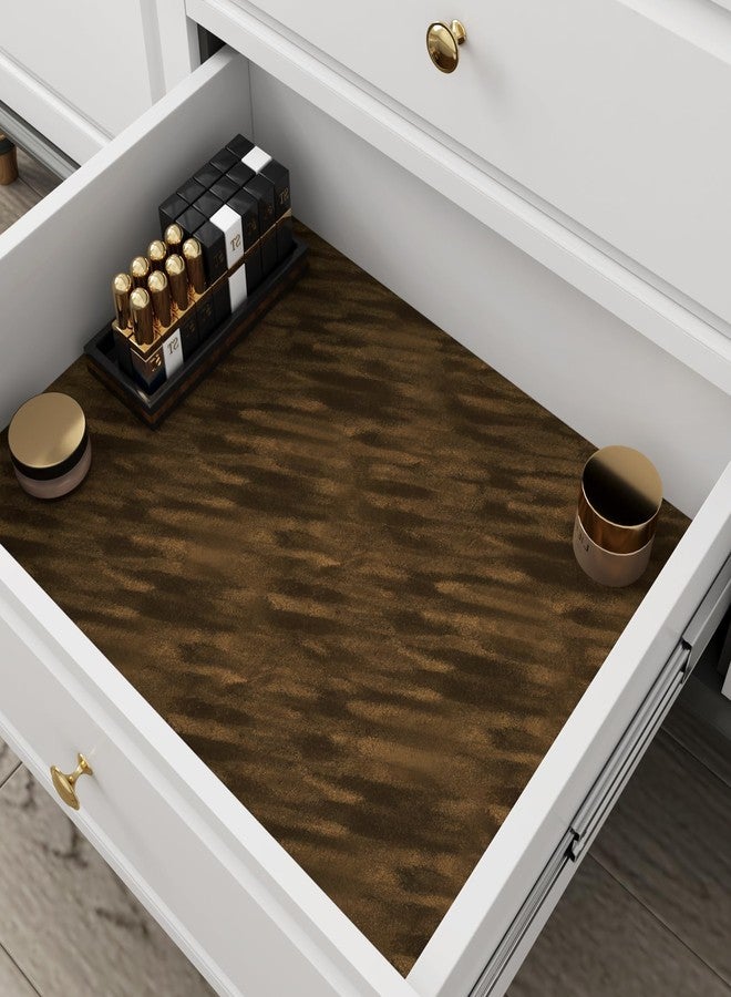 Decotalk Dark Brown Felt Shelf Liner 15.7x200 Inch Self Adhesive Velvet Drawer Liner for Cabinets and Drawers Velvet Contact Paper Shelf Liners Dark Brown Stripes Flocking Lining Peel and Stick - Image 3