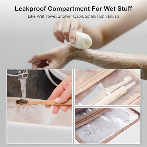 Everfun حقيبة مستحضرات التجميل المعلقة للسفر من إيفرفون للنساء مع قسم مقاوم للتسرب ومنظم مستحضرات التجميل وحقائب السفر الأساسية التي يجب أن تتوفر لديك - Image 4