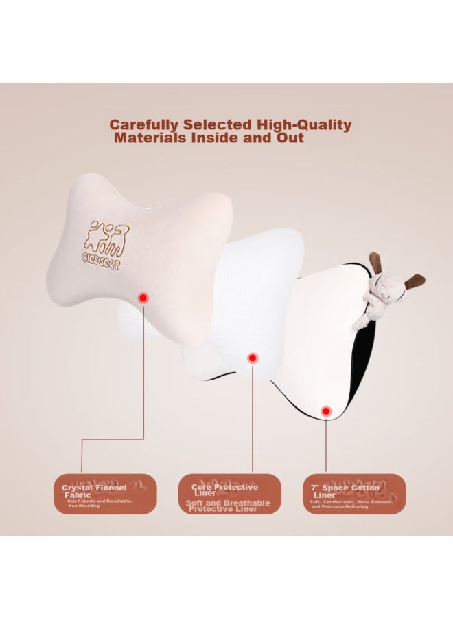 Rice Soup Car Headrest, 3d Neck Support Pillow, Space Memory Foam Seat Cervical Pillow, Car Cushion, Comfortable Backrest, T-001m Mocha Brow - Image 2
