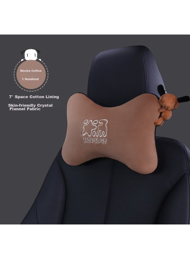 Rice Soup Car Headrest, 3d Neck Support Pillow, Space Memory Foam Seat Cervical Pillow, Car Cushion, Comfortable Backrest, T-001m Mocha Brow - Image 1