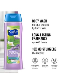 Suave Suave Moisturizing Body Wash Women, White Tea and Lavender with Vitamin E and Aloe Extracts, No Parabens, No Phthalates, 18 Oz (Pack of 6)  - Image 2