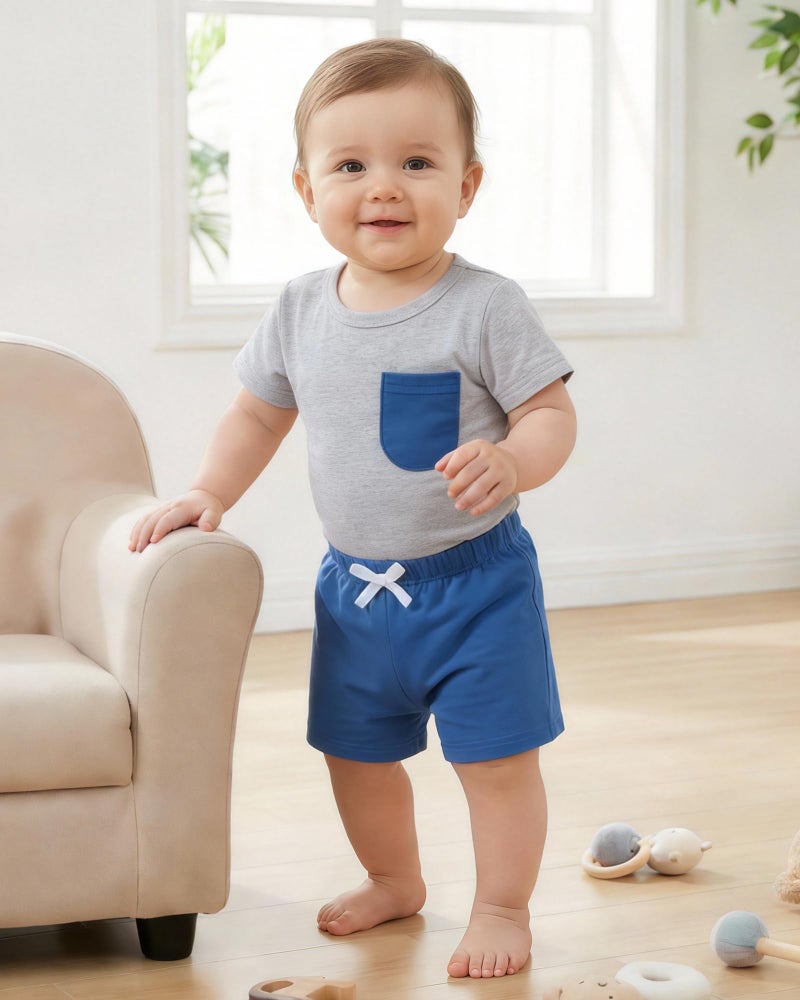 Jecson Baby Boy Outfits Newborn Boy Clothes Set 6-Piece Baby Boy Summer Clothes with Short Sleeve Shirt and Shorts - Image 5