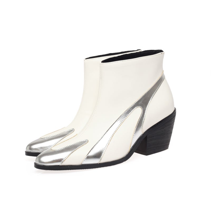 Style High Heel 40-46 Plus Size Color Matching Pointed Low Western Boots - Image 1