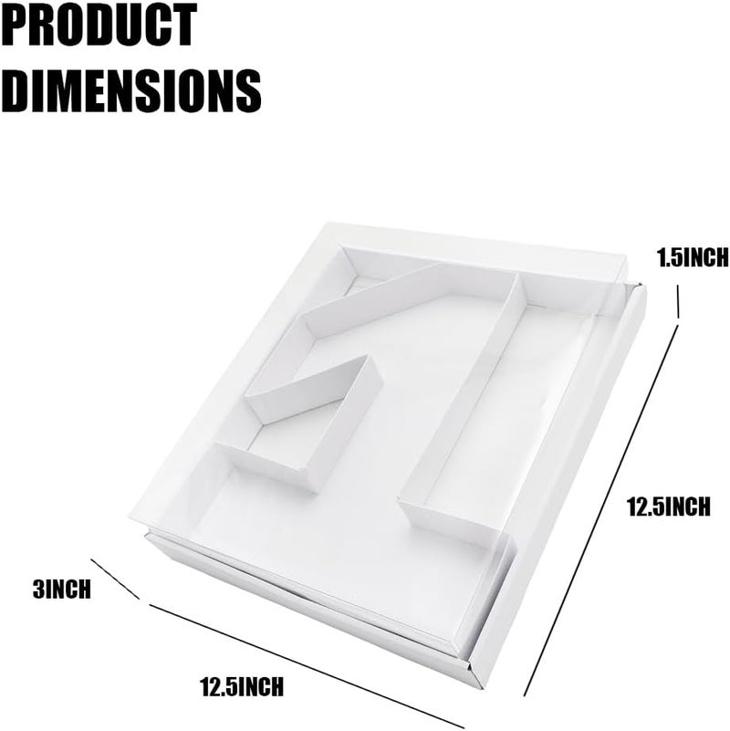 Kafucize 12.5inch Fillable Paper Mache Number Letter Cardboard Cutouts Charcuterie Board Food Sweet Cupcake Tray Party Decorative Box (Number 1, White) - Image 3