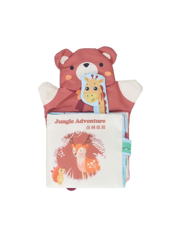 NIBEMINENT Baby Cloth Books Early Education Interactive Animal Sensory Stimulation Crinkle Soft Book for Babies Infants Toddlers Jungle  - Image 1