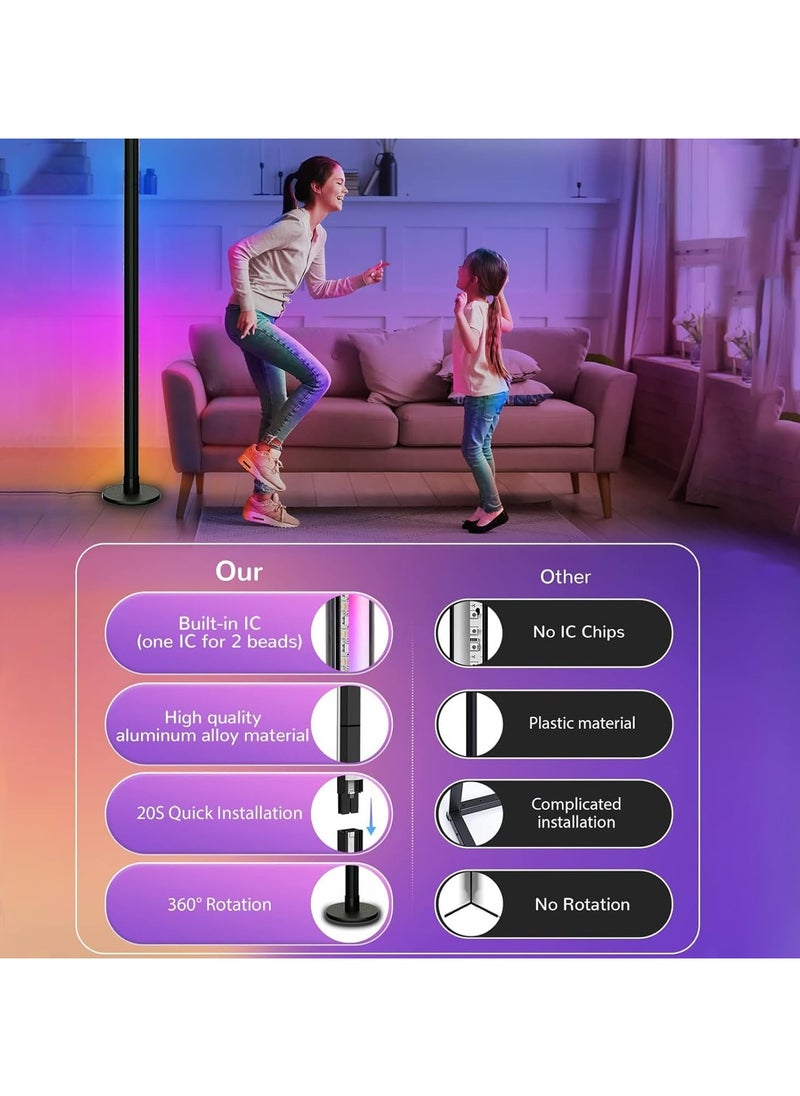 TDOO Smart RGB Floor Lamp LED Corner Lamps, Dimmable LED Corner Lamp with APP & Remote Control, 63" Standing Floor Lamp for Gaming Living Room Bedroom Birthday Party  - Image 4