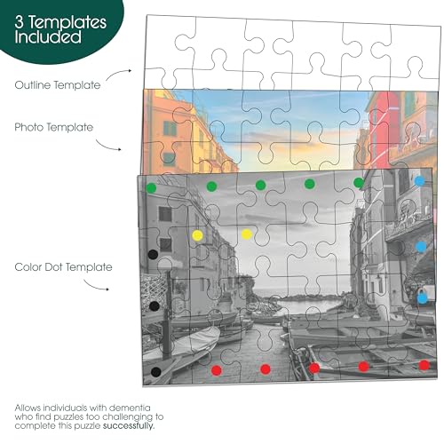 Keeping Busy 24 Piece Dementia Puzzles for Seniors Color Coded with Templates Puzzles for Dementia Gift for Nursing Home Residents 24 pc Cinque Terre - Image 5