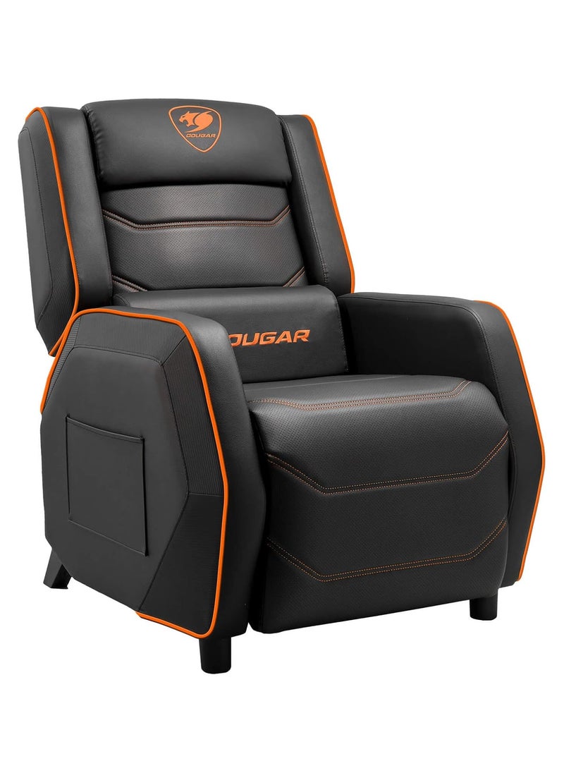 كوجار Cougar Ranger S Gaming Sofa, Side Storage Pocket, Breathable PVC Leather, Headrest Lumbar Pillow, Adjustable Design, Up to 160Kg Weight Capcity, Black/Orange | 3MRGSORB.0001  - Image 2