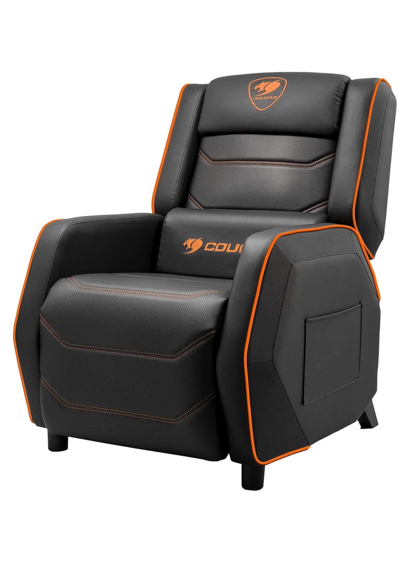 كوجار Cougar Ranger S Gaming Sofa, Side Storage Pocket, Breathable PVC Leather, Headrest Lumbar Pillow, Adjustable Design, Up to 160Kg Weight Capcity, Black/Orange | 3MRGSORB.0001  - Image 3