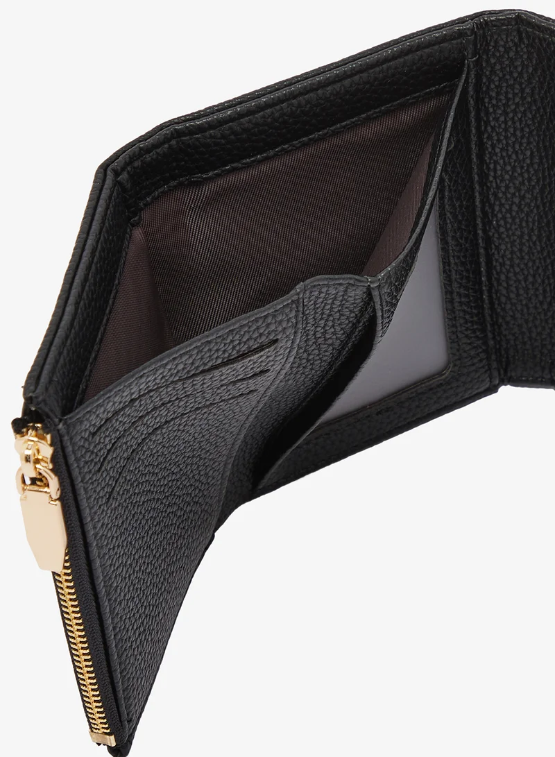 Ginger Black Classic Flap Mini Wallet With Gold Accent for Women | Best Price UAE