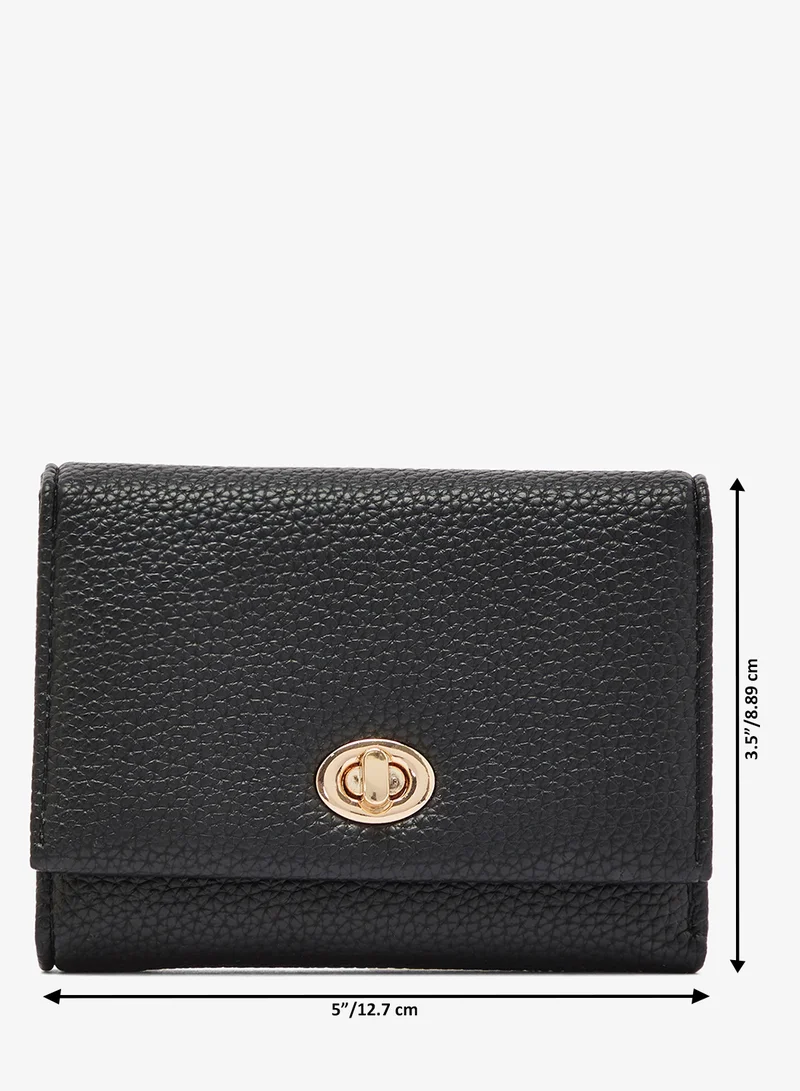 Ginger Black Classic Flap Mini Wallet With Gold Accent for Women | Best Price UAE