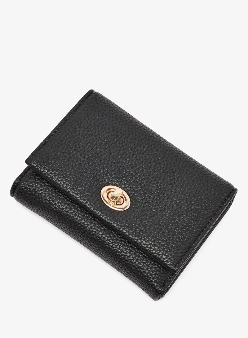 Ginger Black Classic Flap Mini Wallet With Gold Accent for Women | Best Price UAE