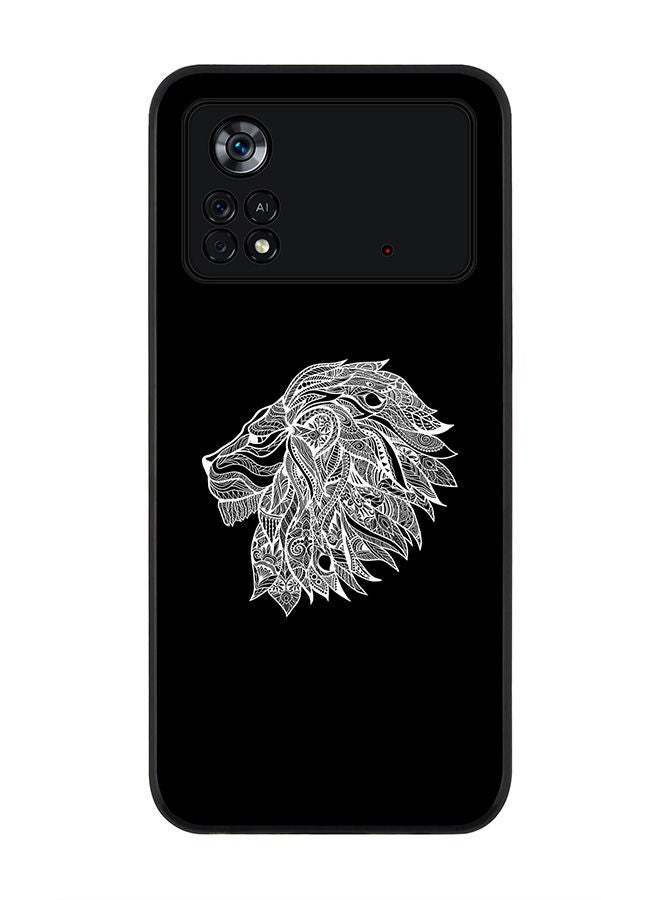 Stylizedd Rugged Black edge case for Poco M4 Pro 4G Slim fit Soft Case Flexible Rubber Edges Anti Drop TPU Gel Thin Cover - Lion Abstract - Image 1