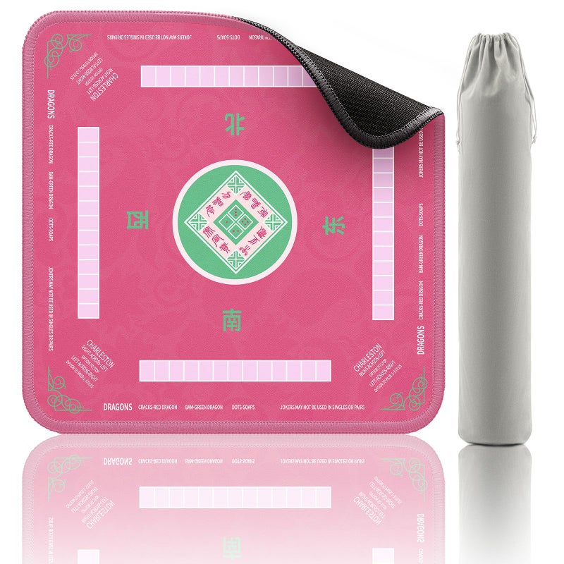 2F22E Mahjong Mat Noise Reduction NonSlip Mahjong Mat for Table 324 324 Inch Mahjong Table Mat for Poker Board Games Table Mat Card Games Tile Games Dominoes Pink - Image 2