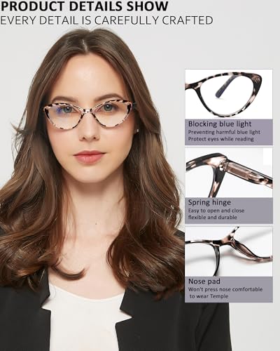 EYEURL 4-Pack Cat Eye Reading Glasses for Women- Blue Light Blocking Readers with Spring Hinges,Anti-Glare Reading Glasses,1.5 - Image 4