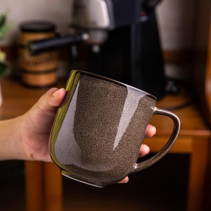 LERATIO 12OZ Ceramic Coffee Mugs Set of 6, Large Porcelain Coffee Cups With Large Handle For Latte,Cappuccino,Milk,Cocoa,|Dishwasher&Microwave Safe Mug Sets,Ideal for Man,Woman,Dad, Mom-Coffee - Image 5