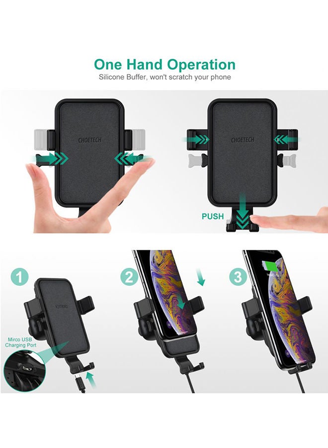 NIBEMINENT T541-S 10W Fast Car Wireless Phone Holder With Charger Black - Image 3