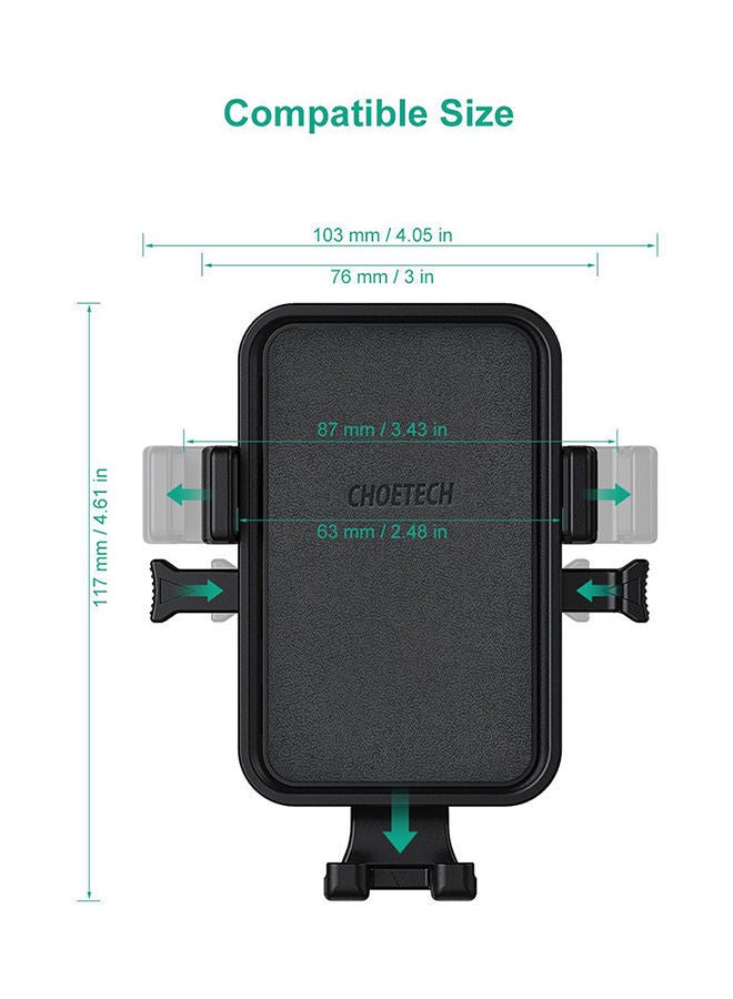NIBEMINENT T541-S 10W Fast Car Wireless Phone Holder With Charger Black - Image 2