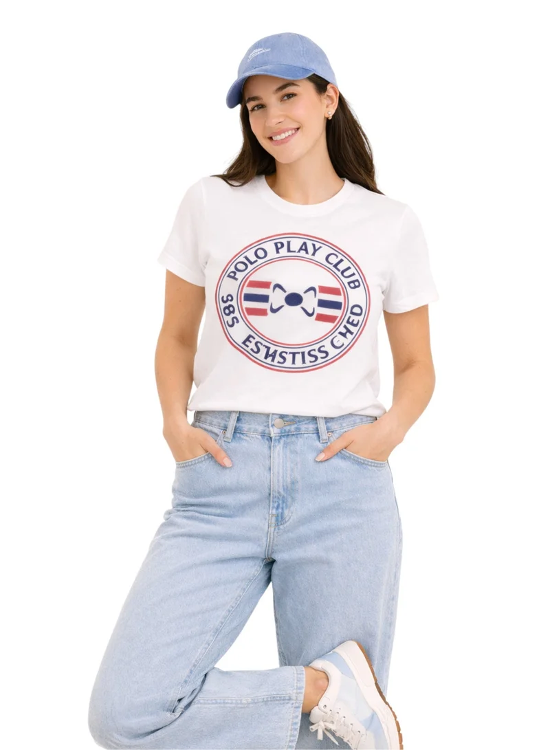 Polo Play Ladies Graphic T-shirt -WHITE